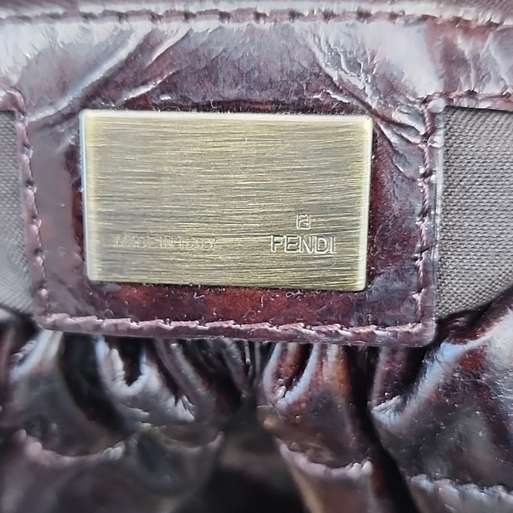 AUTHENTIC RARE FENDI Patent Leather Magic Burgundy Brown Bag - Picture 15 of 16